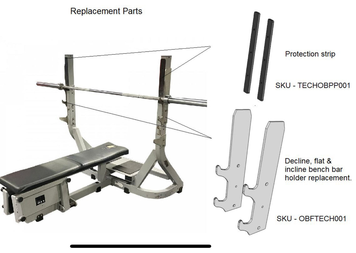 Olympic Flat Bench Press TECH- Bar Holder Plate Set
