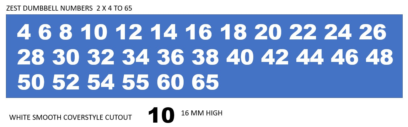 NUMBERS - DUMBBELL NUMBERS 4 - 65 X 2 WHITE NUMBER