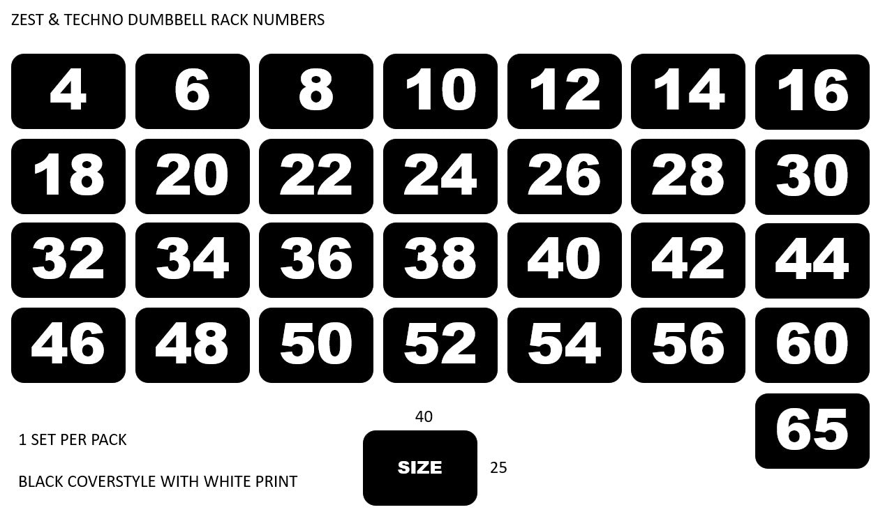 NUMBERS - DUMBBELL RACK NUMBERS 4 - 65 X 1