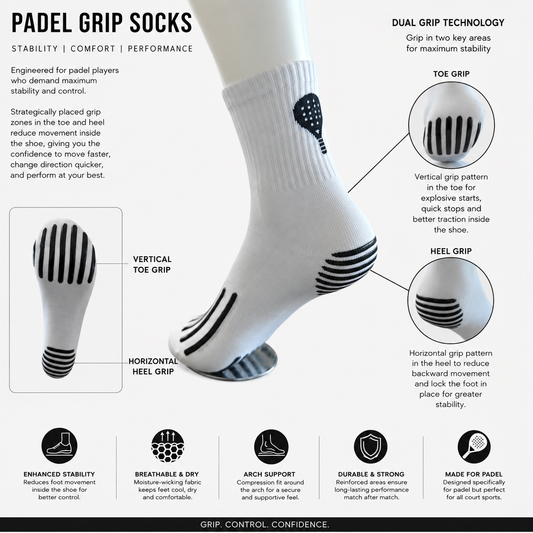 PADEL SOCKS - WITH GRIP (available in black and white)