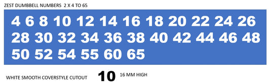 NUMBERS - DUMBBELL NUMBERS 4 - 65 X 2 WHITE NUMBER